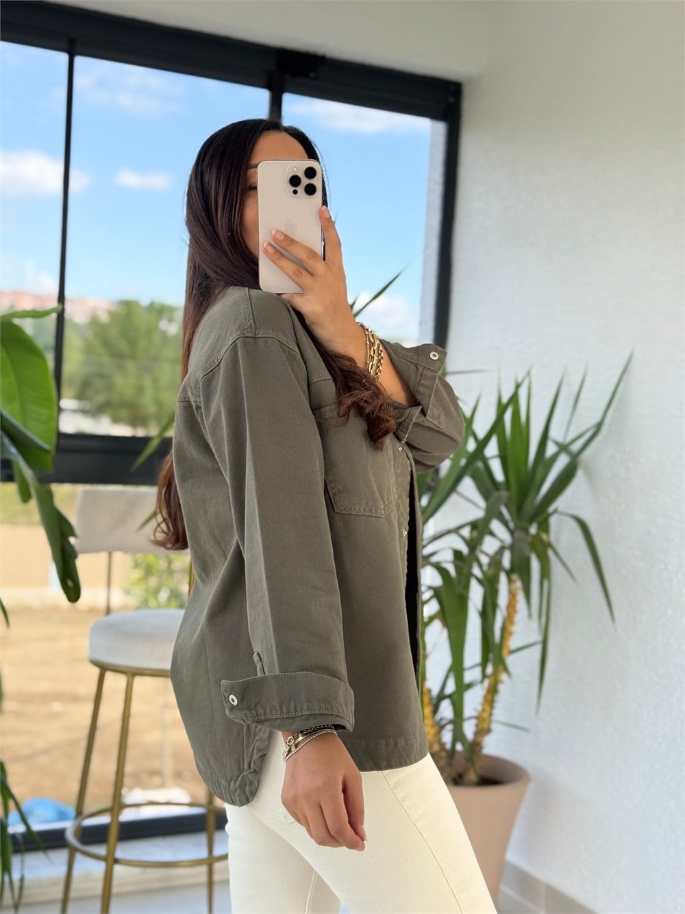 Zra Model Gabardin Ceket Haki Yeşil