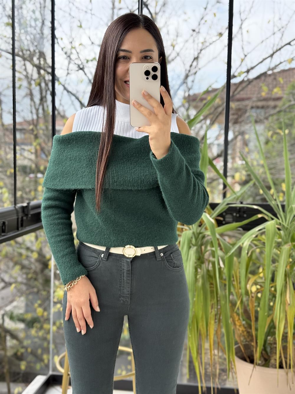 Madonna Yaka Triko Kazak Zümrüt