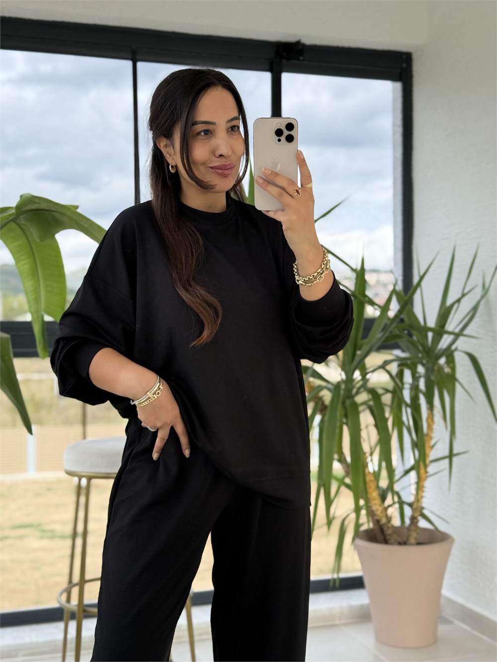 Basic Sweatli Modal Takım Siyah