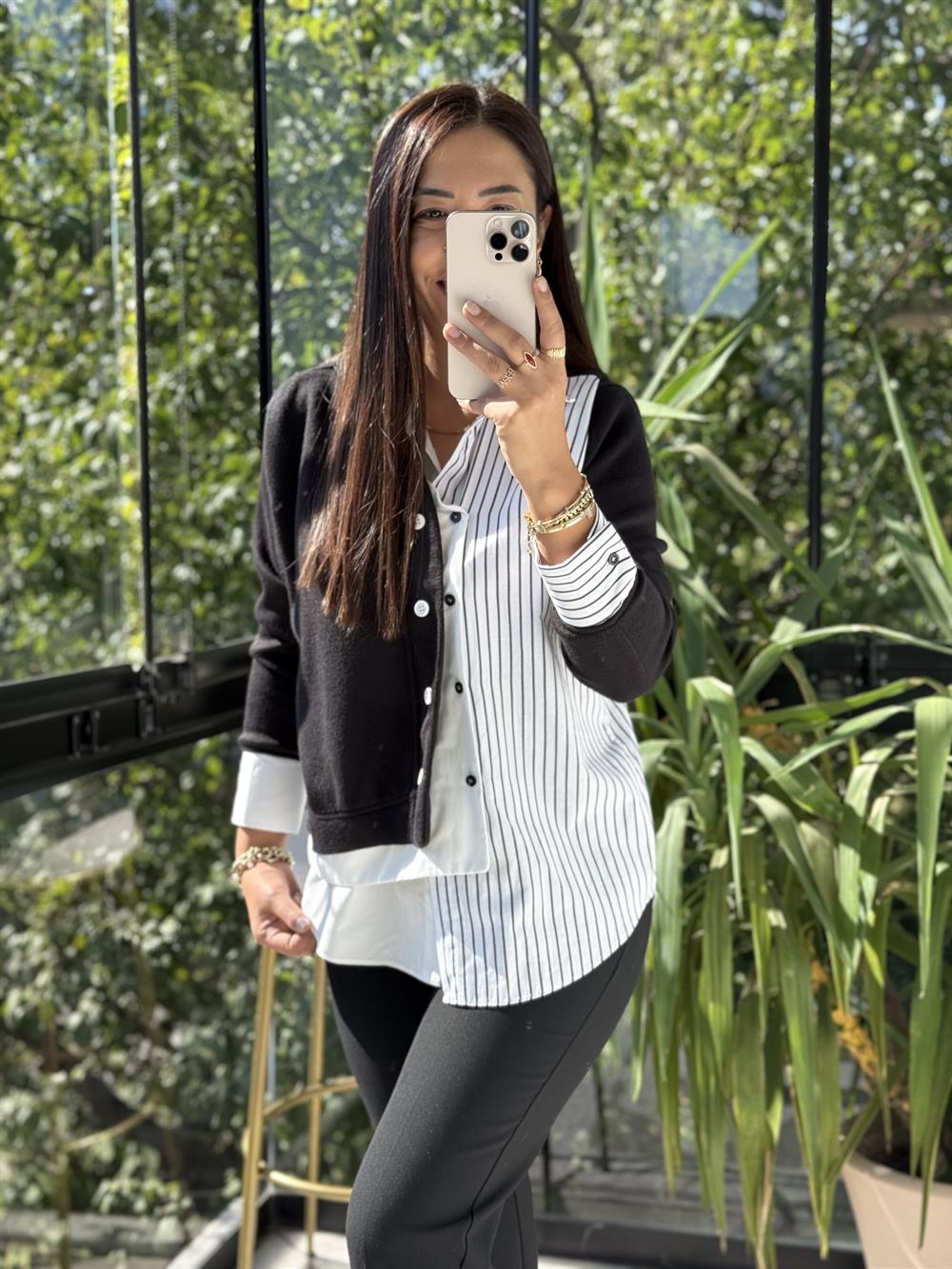 Parçalı Gömlek Siyah