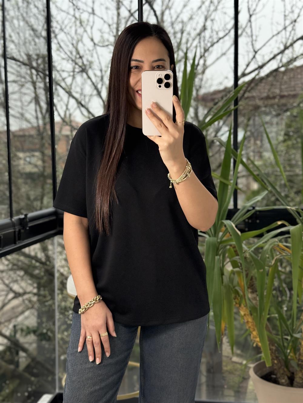 Oysh Modal Basic Tişört Siyah