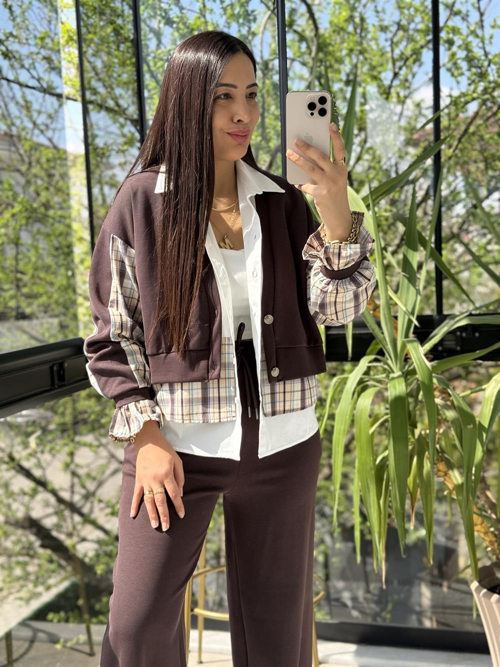 Mix Kumaş 3lü Takım Kahve