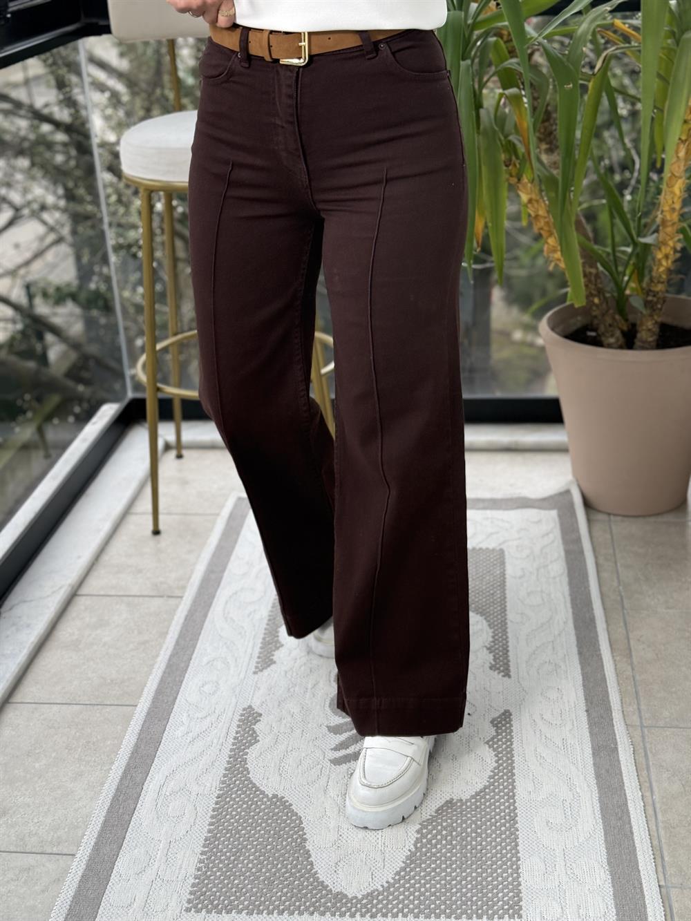 Çımalı Kot Pantolon Kahve