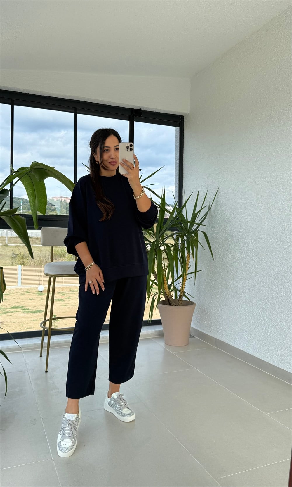 Basic Sweatli Modal Takım Lacivert