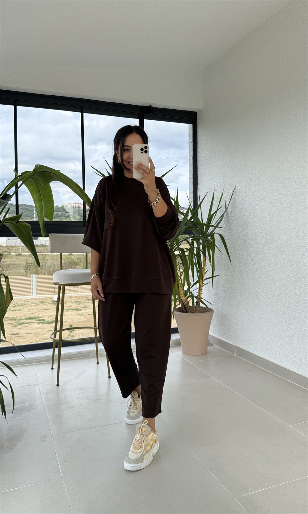 Basic Sweatli Modal Takım Kahve
