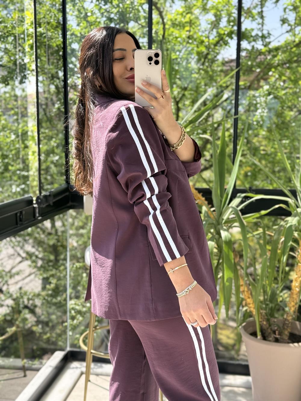 Zra Ceketli Tensel Modal Takım Mürdüm