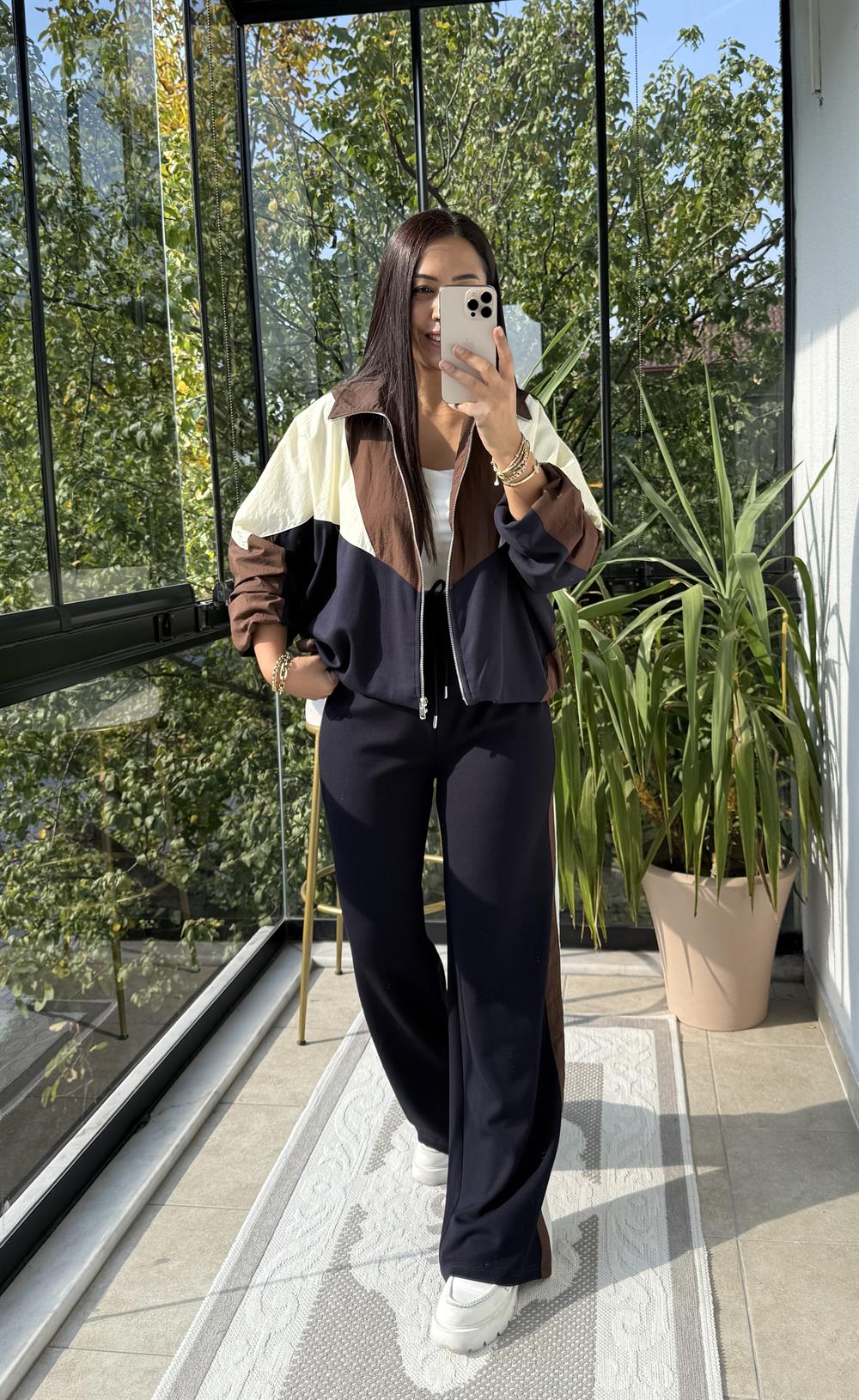 Parçalı Fermuarlı Tasarım Takım Lacivert