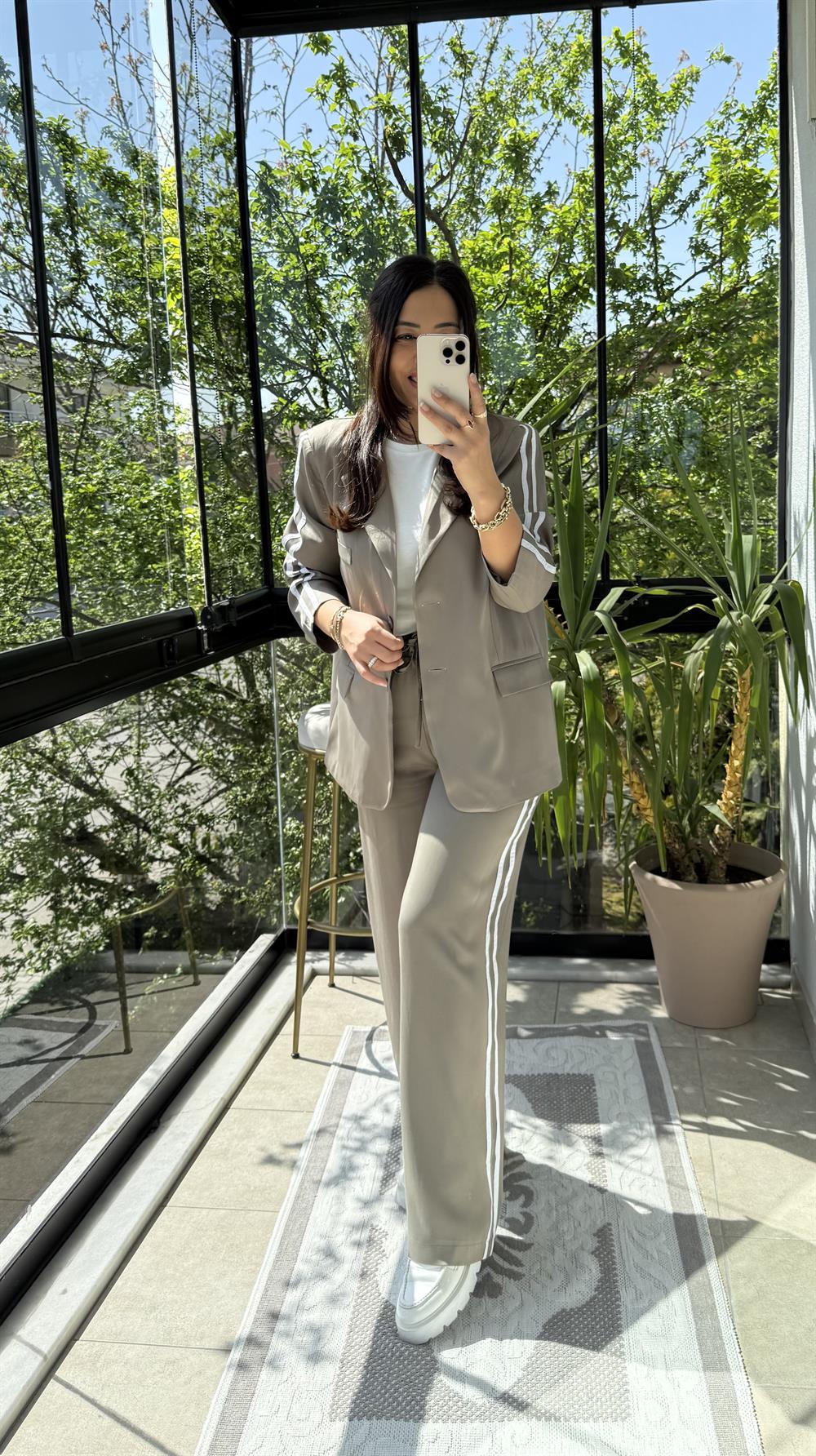 Zra Ceketli Tensel Modal Takım Haki Yeşili