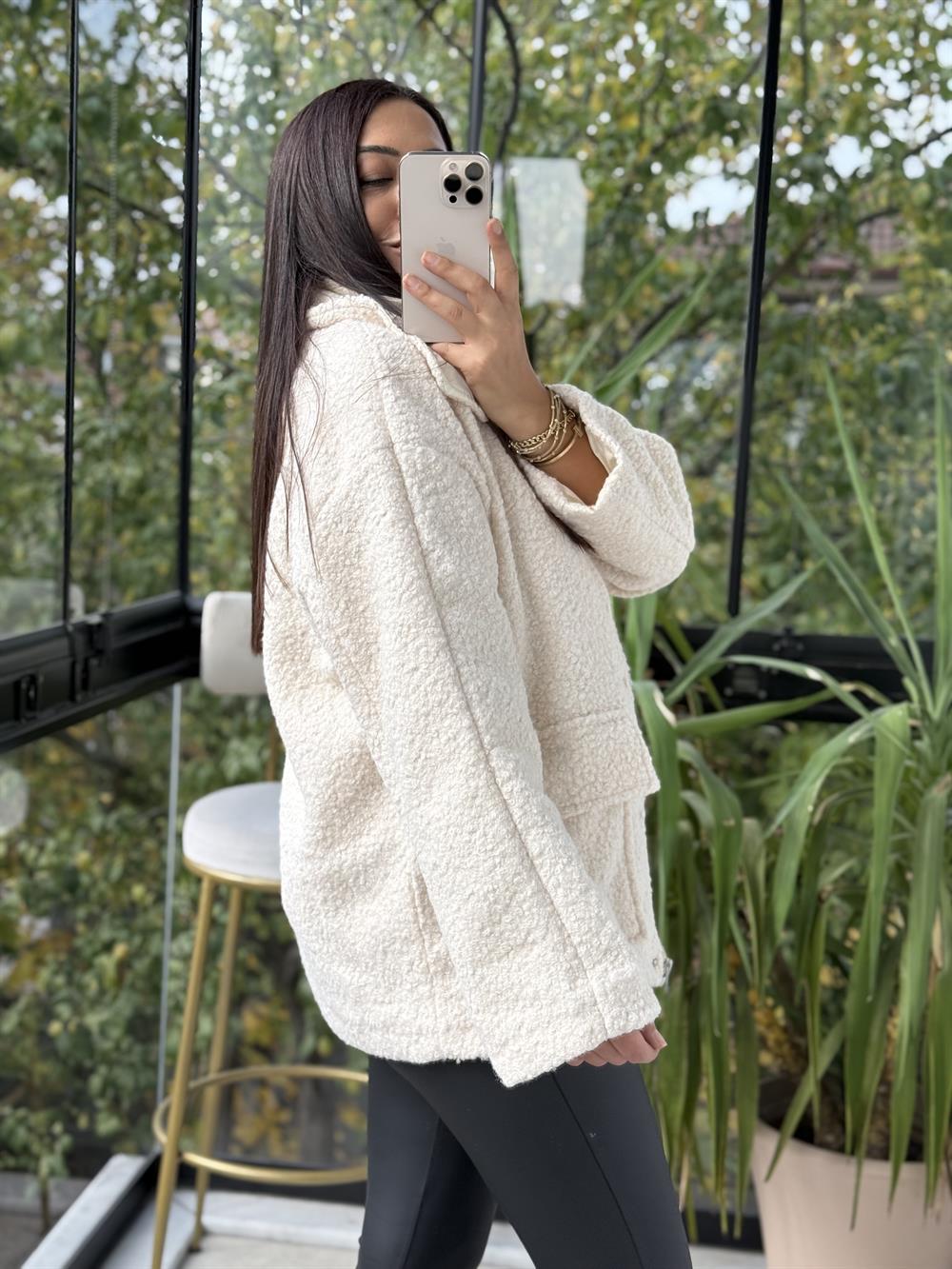 Cepli Kaşe Kaban Ekru