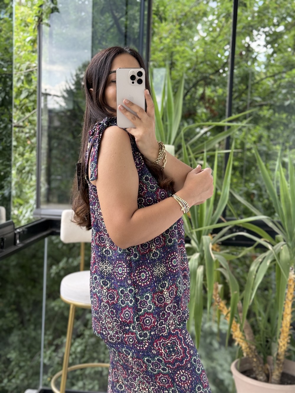 Etnik Desen Kuş Gözlü Bağlamalı Takım Mor
