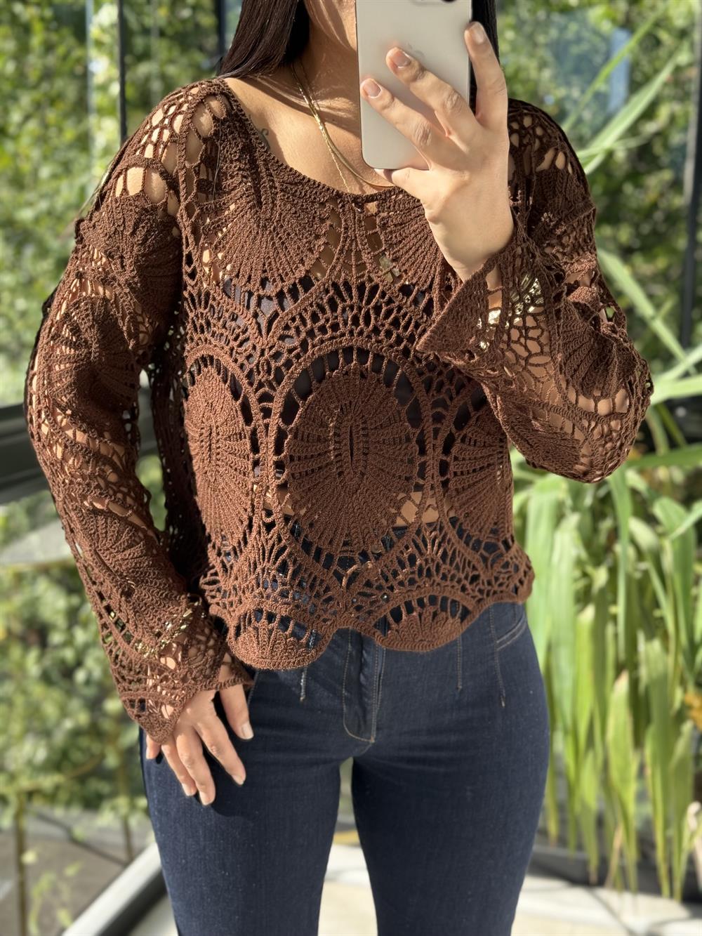  Zra Örme Bluz Kahve