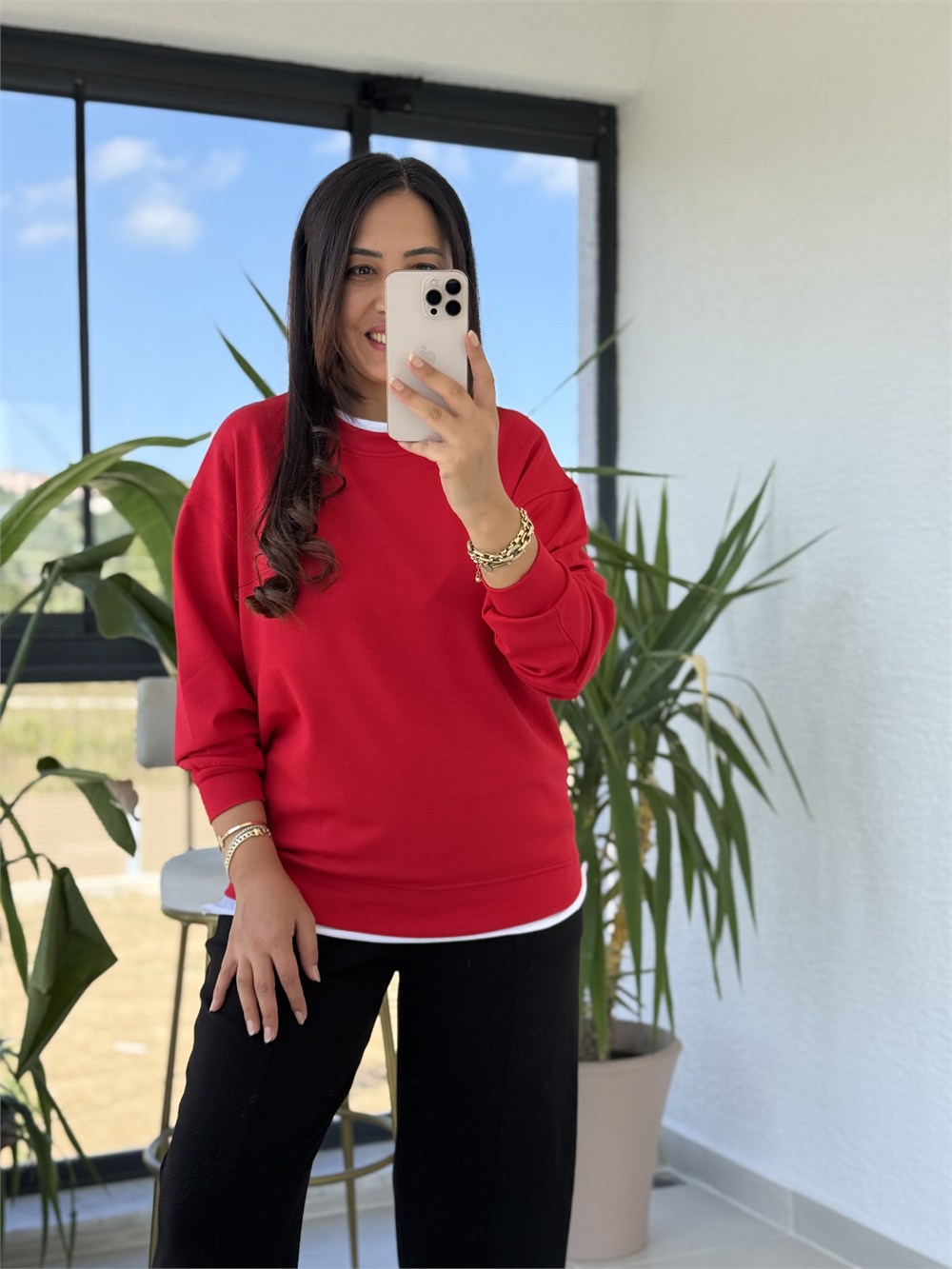 Oysh Basic Sweatshirt Kırmızı