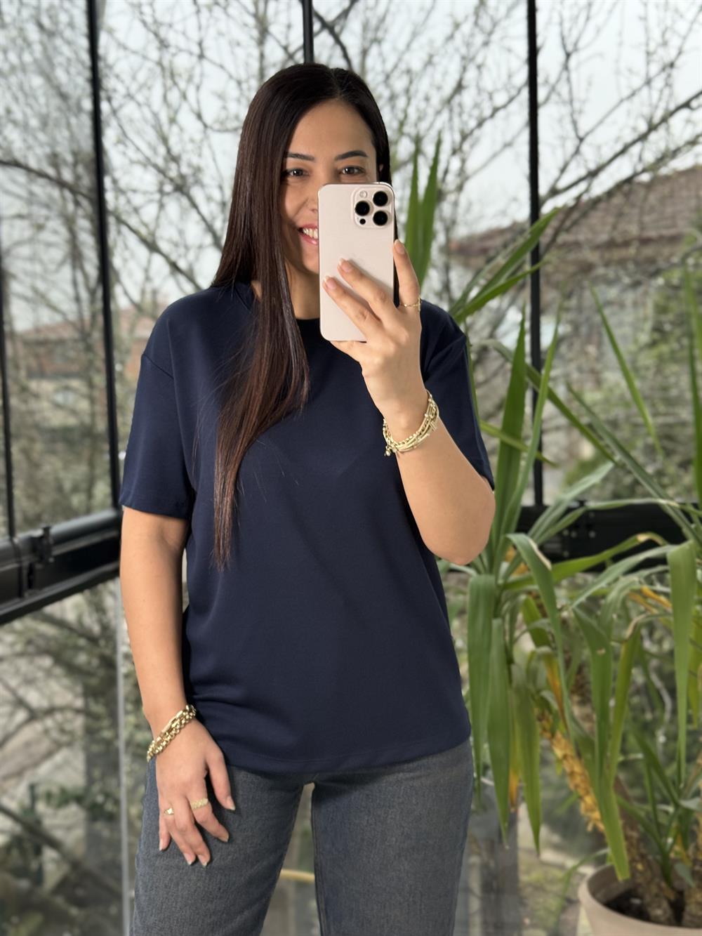 Oysh Modal Basic Tişört Lacivert