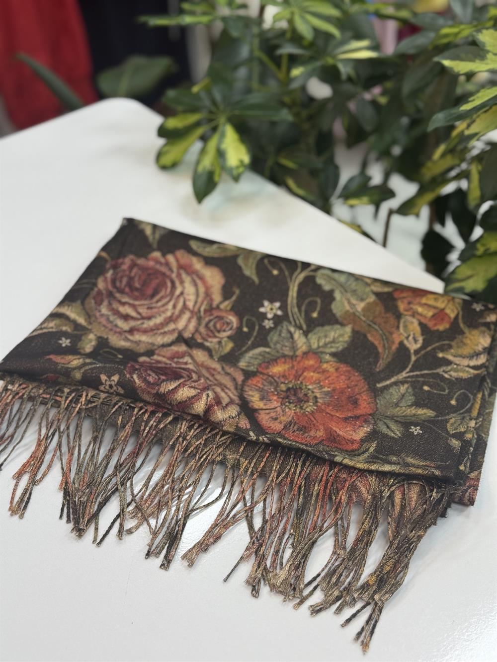 İthal Kaşmir Doku Marka Şal İnce Kahve 