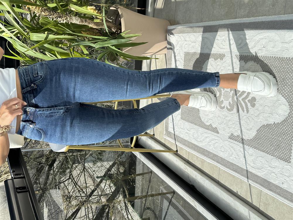 Toparlayıcı Skinny Jean Mavi Tırnaklı