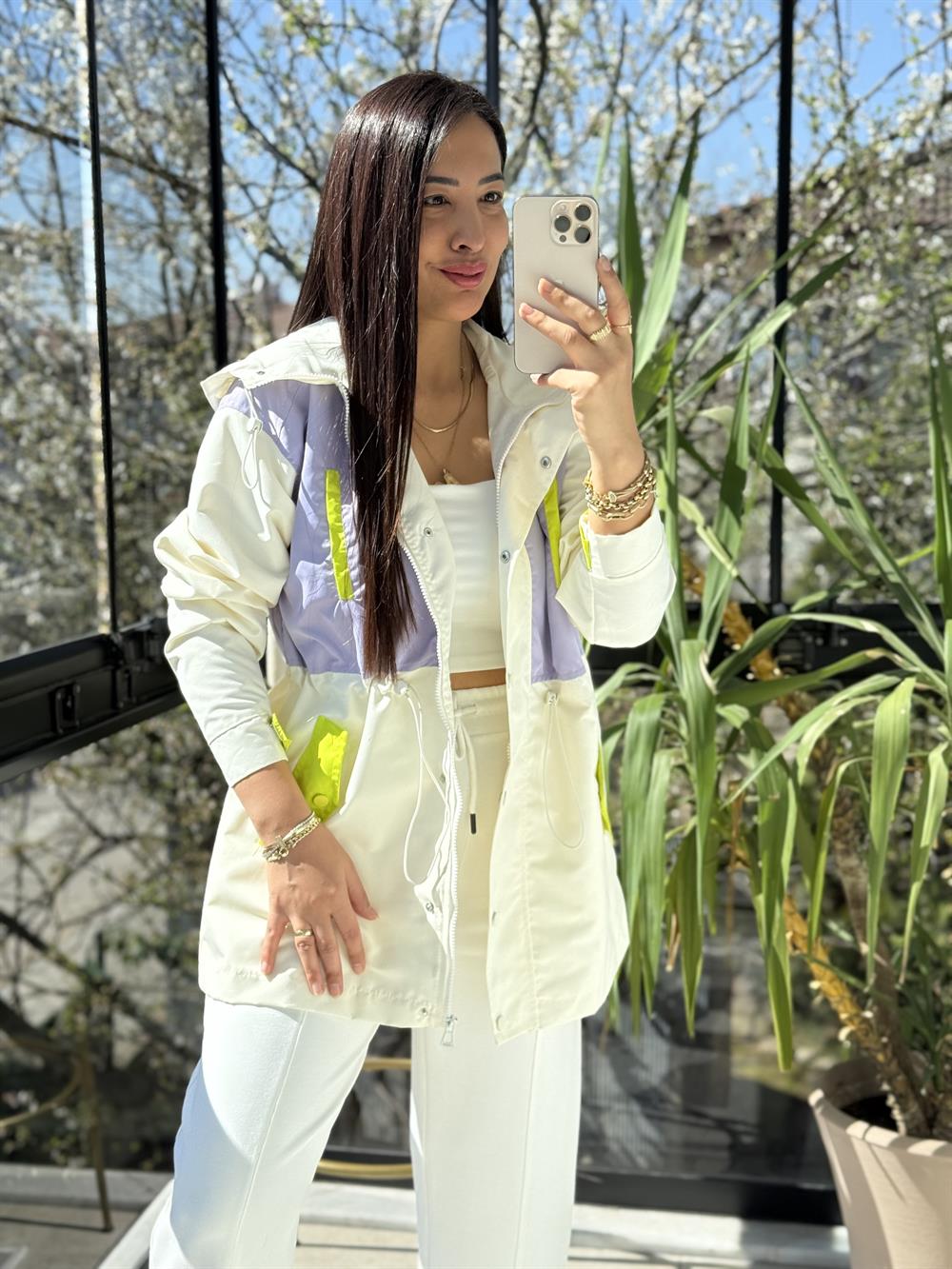 Mini Blok Trençkot Ekru