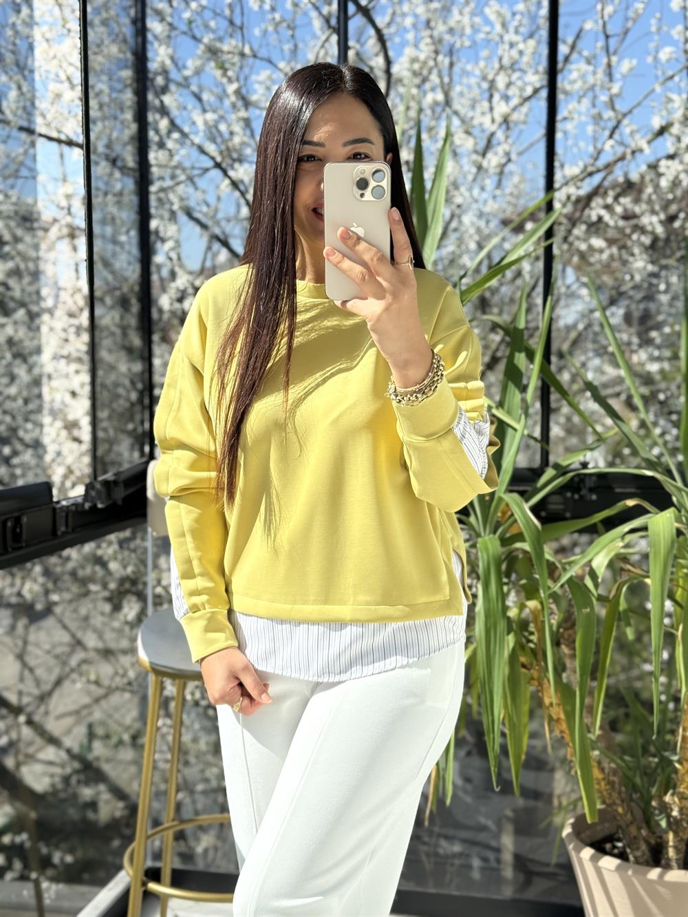 Poplin Mix Sweatshirt Lime