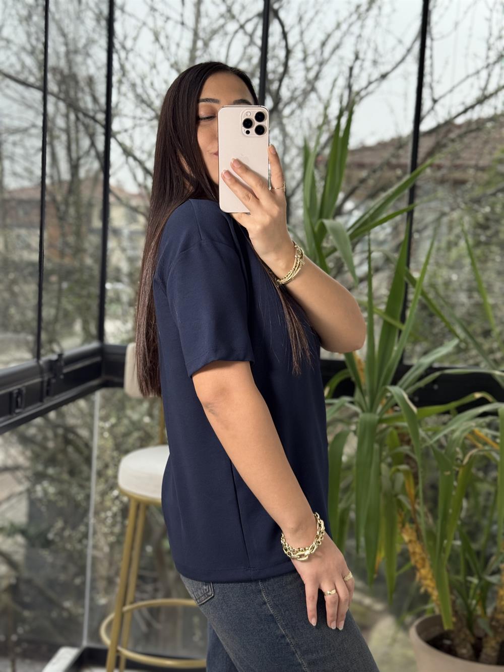 Oysh Modal Basic Tişört Lacivert