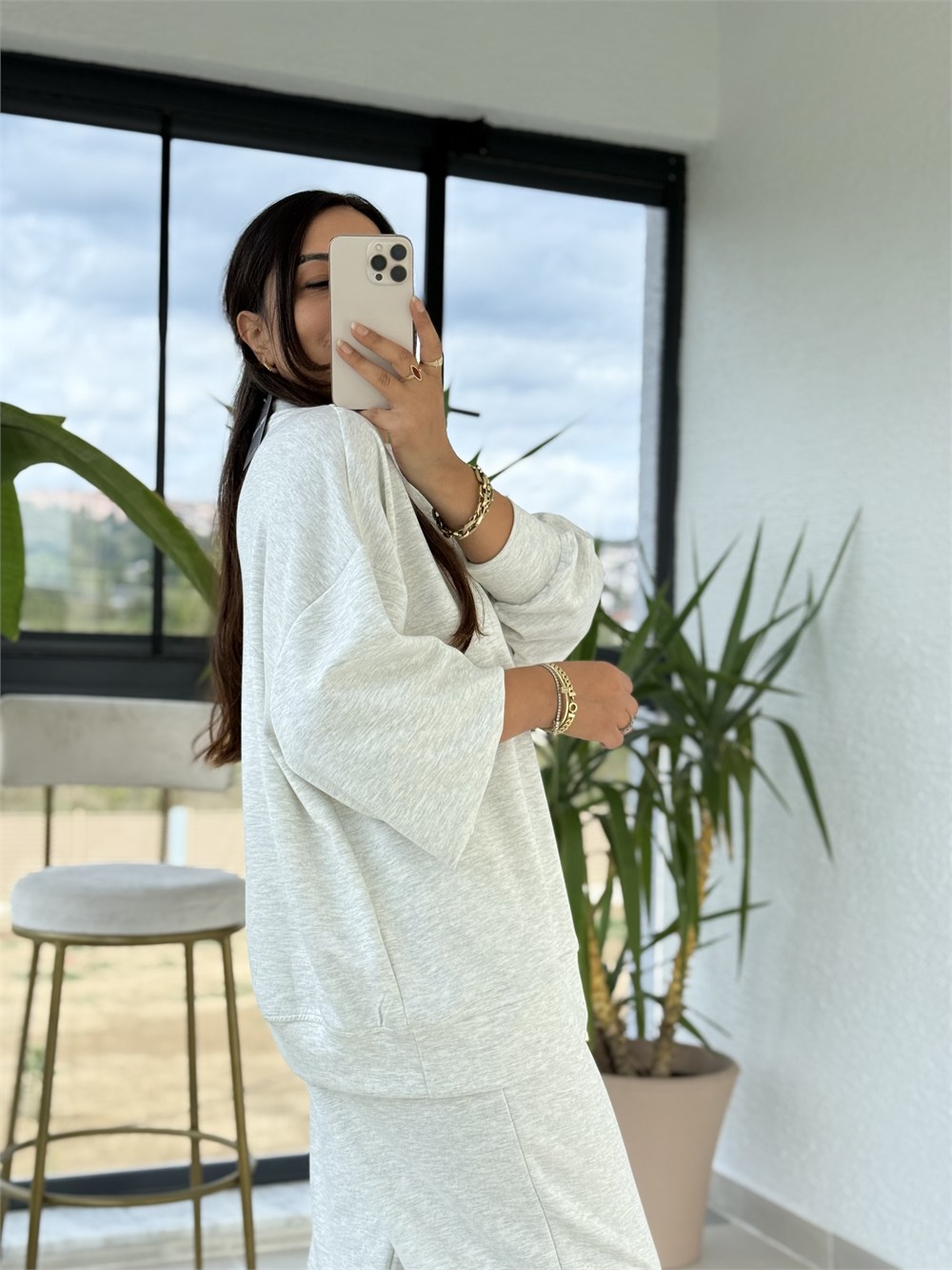 Basic Sweatli Modal Takım Gri