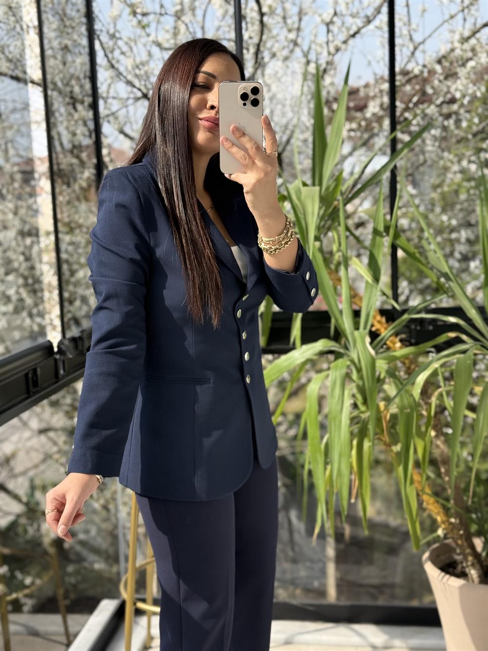 Beş Düğme Slimfit Blazer Ceket Lacivert