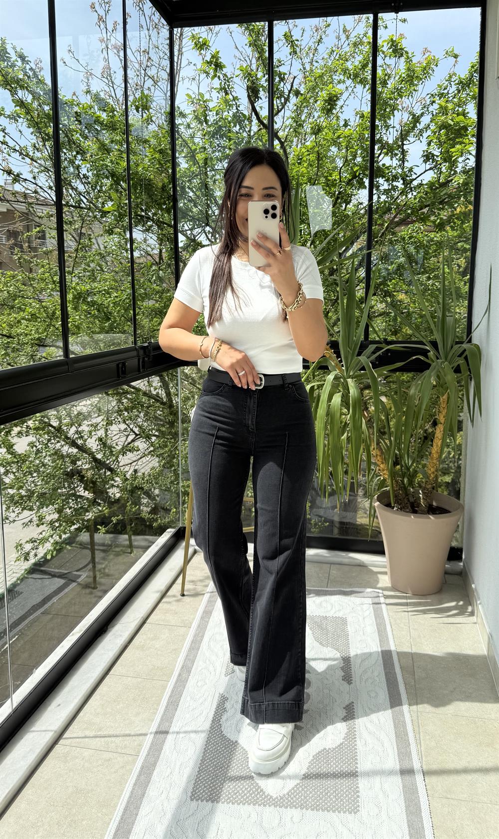 Çımalı Kot Pantolon Füme