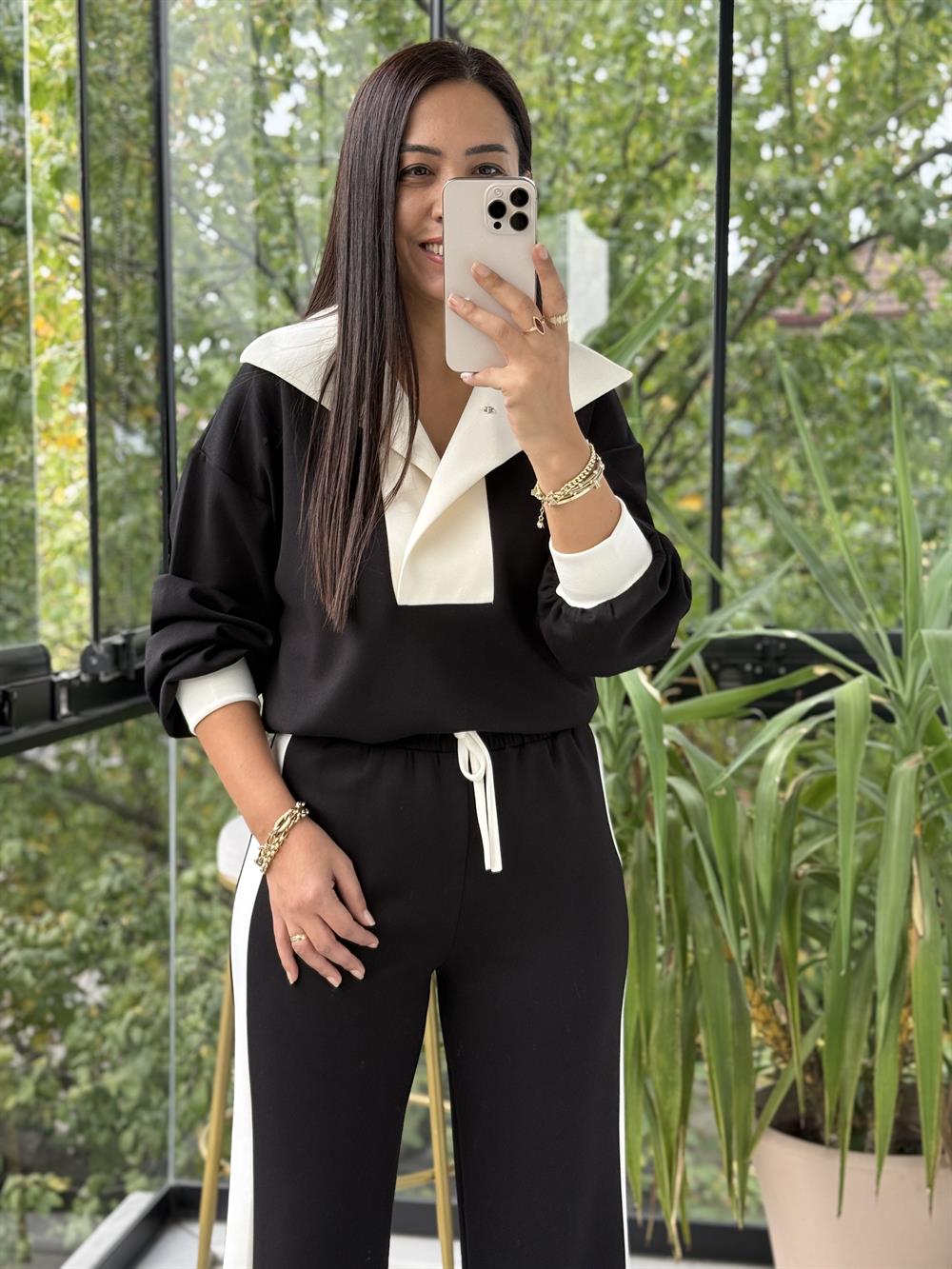 Şal Yakalı Modal Takım Siyah