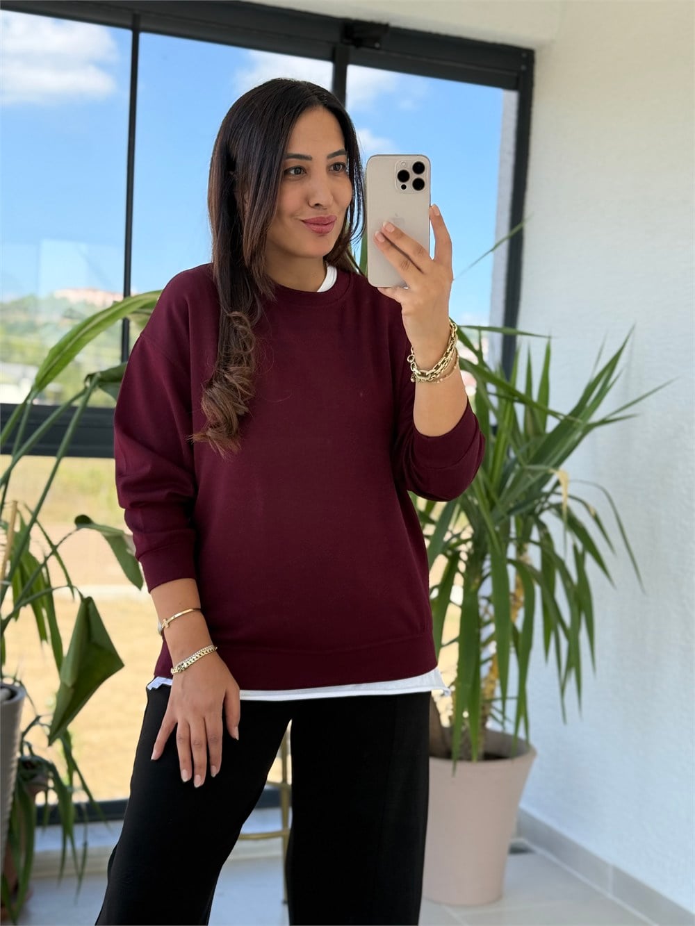 Oysh Basic Sweatshirt Bordo