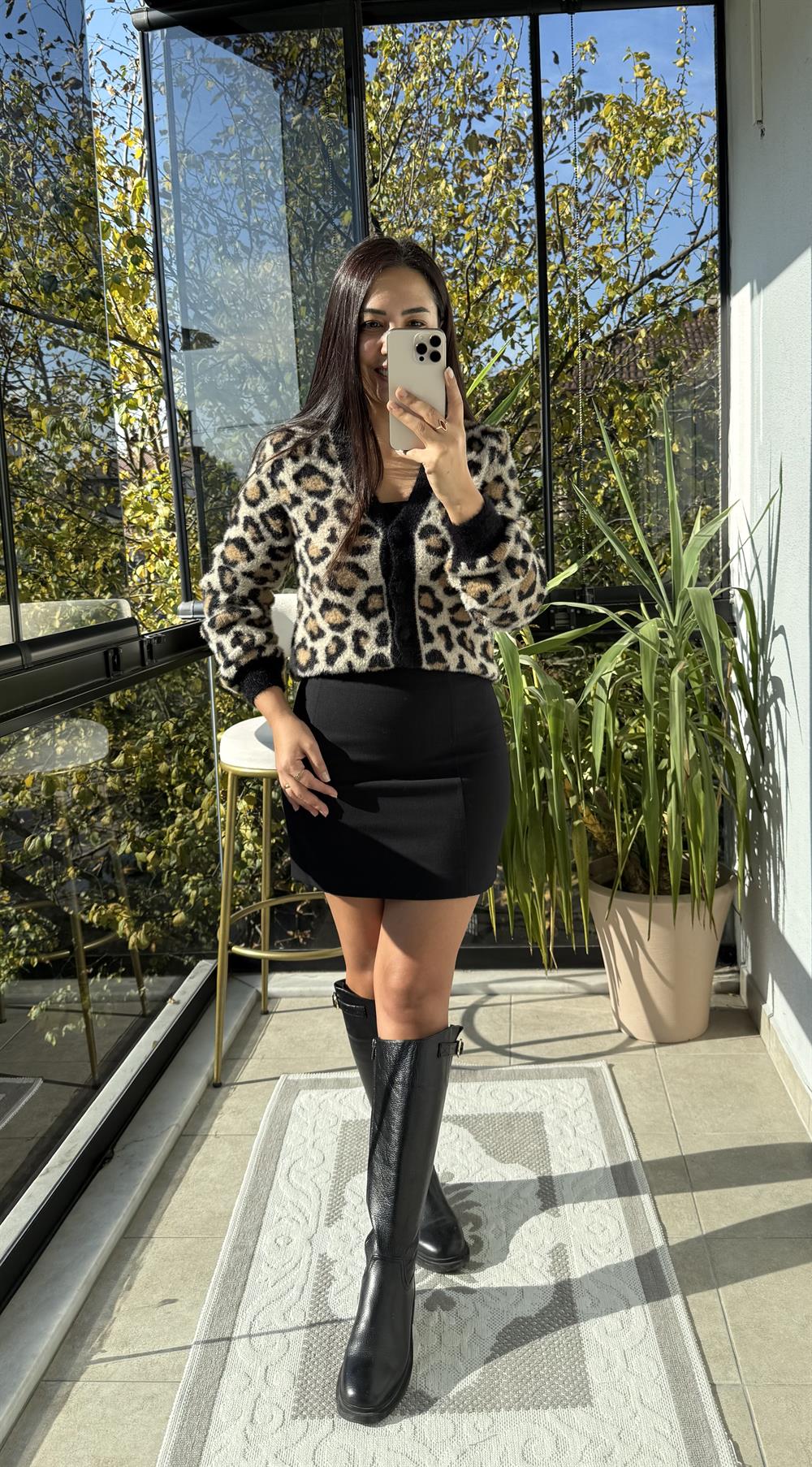 Leopar Desenli Hırka Leopar