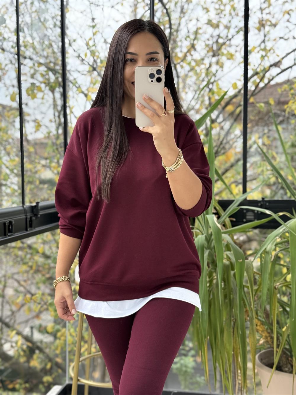 Oysh Basic Sweatshirt Bordo