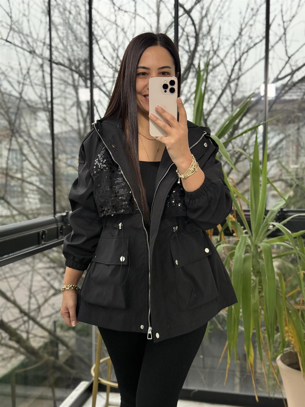 İthal Pullu Trenç Siyah