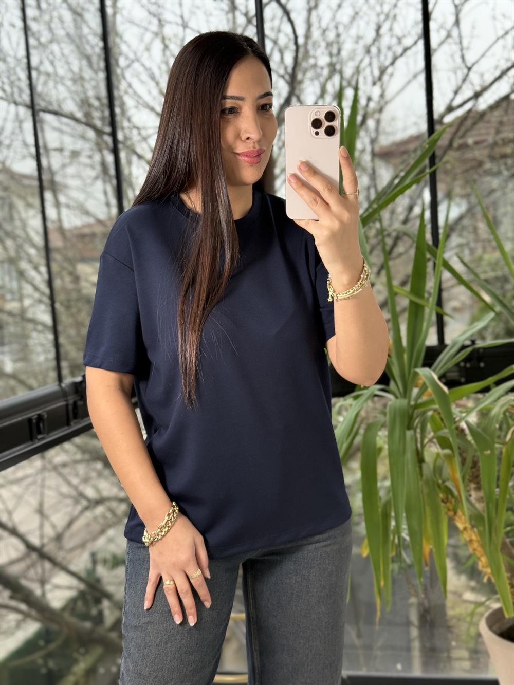 Oysh Modal Basic Tişört Lacivert