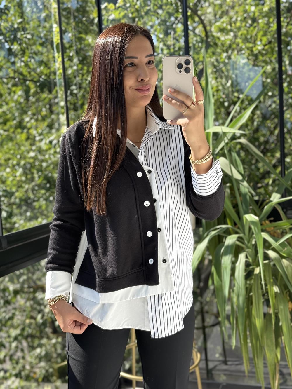 Parçalı Gömlek Siyah