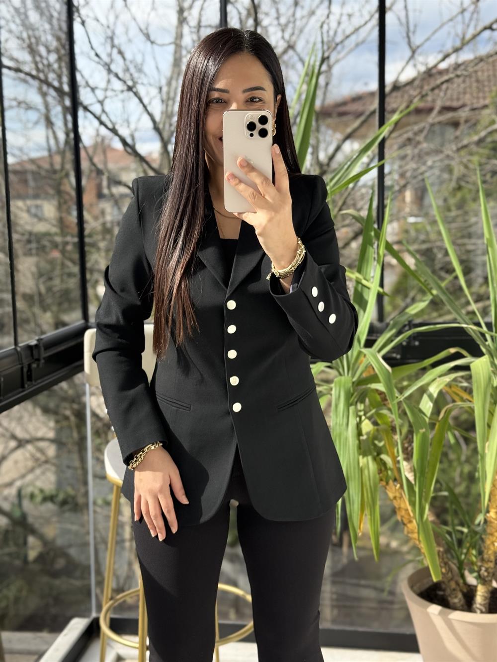 Beş Düğme Slimfit Blazer Ceket Siyah