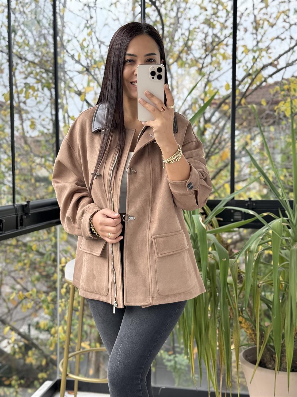 Süet Kancalı Kaban Vizon