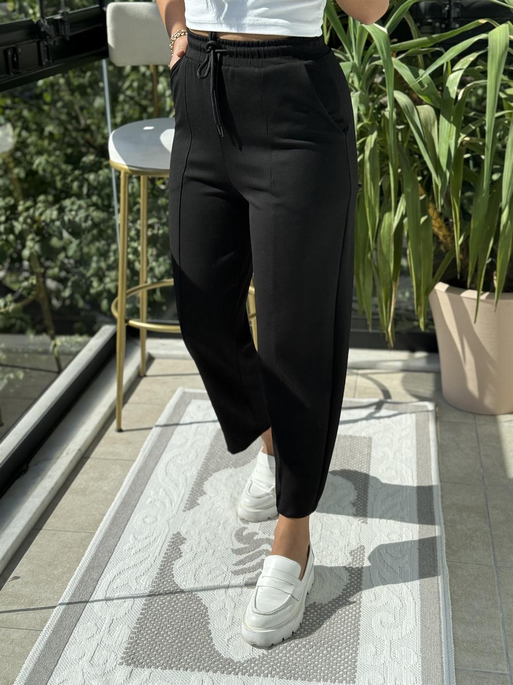 Modal Önü Dikişli Pantolon Siyah
