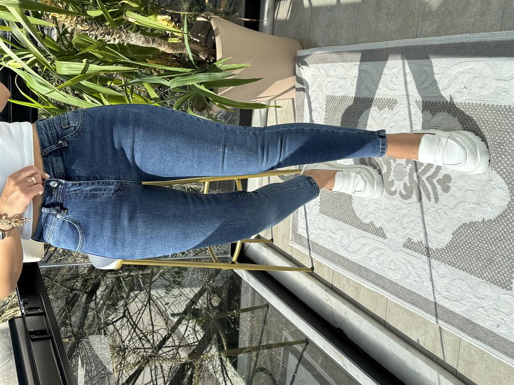 Toparlayıcı Skinny Jean Mavi Tırnaklı