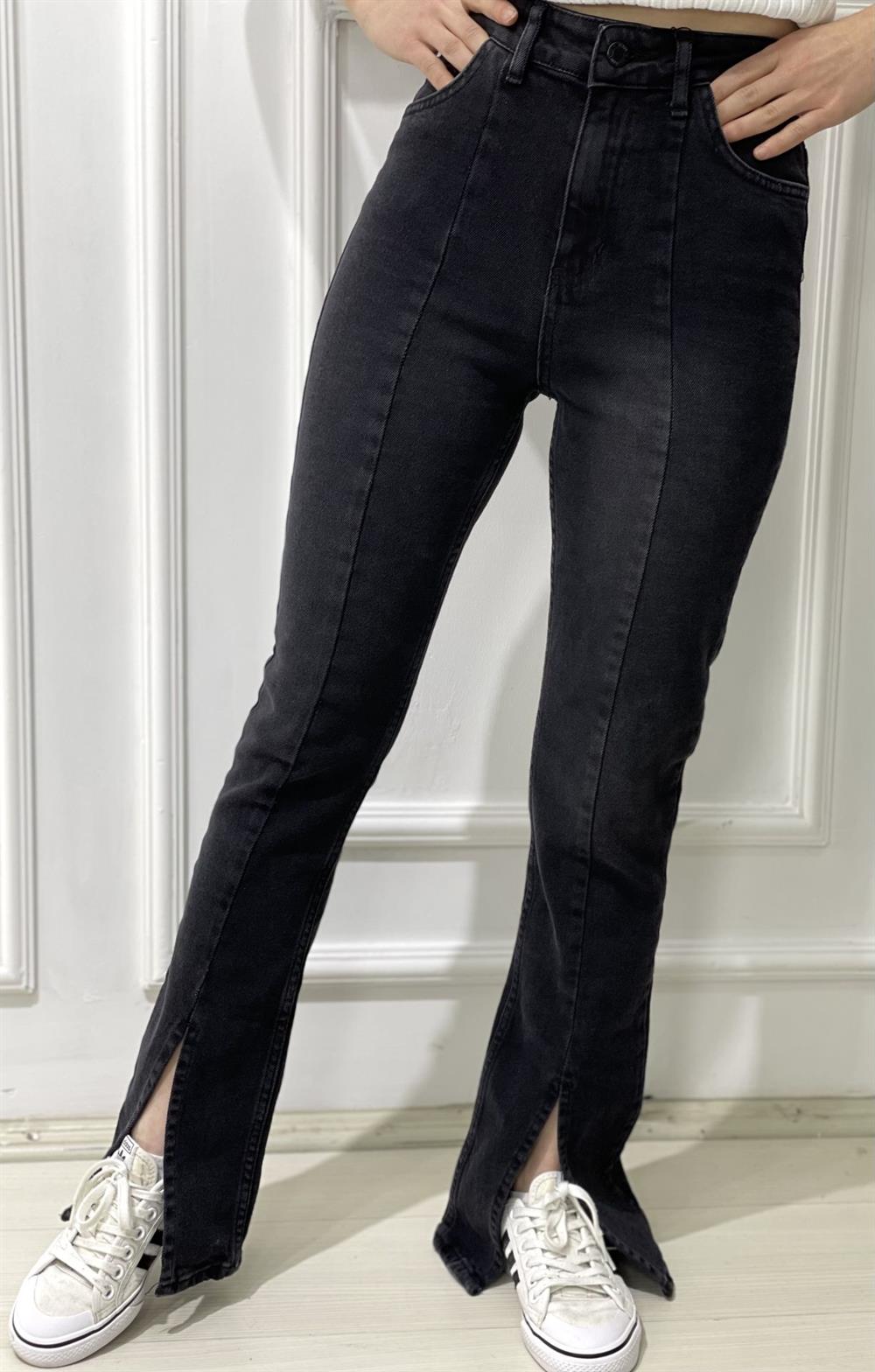 Antrasit Yırtmaçlı Toparlayıcı Jean