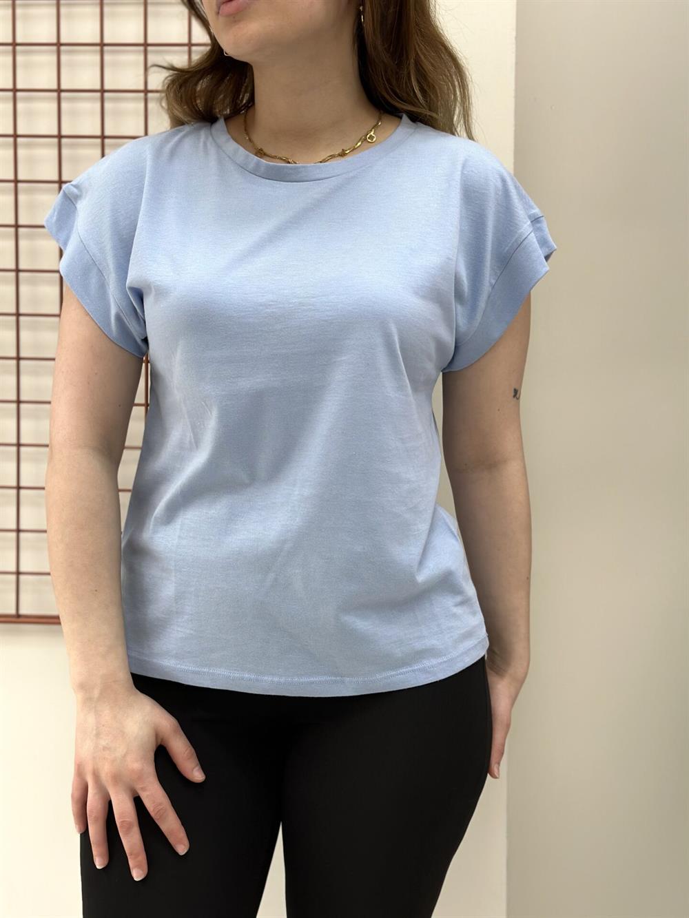 Bebe Mavi Bisiklet yaka Tişört