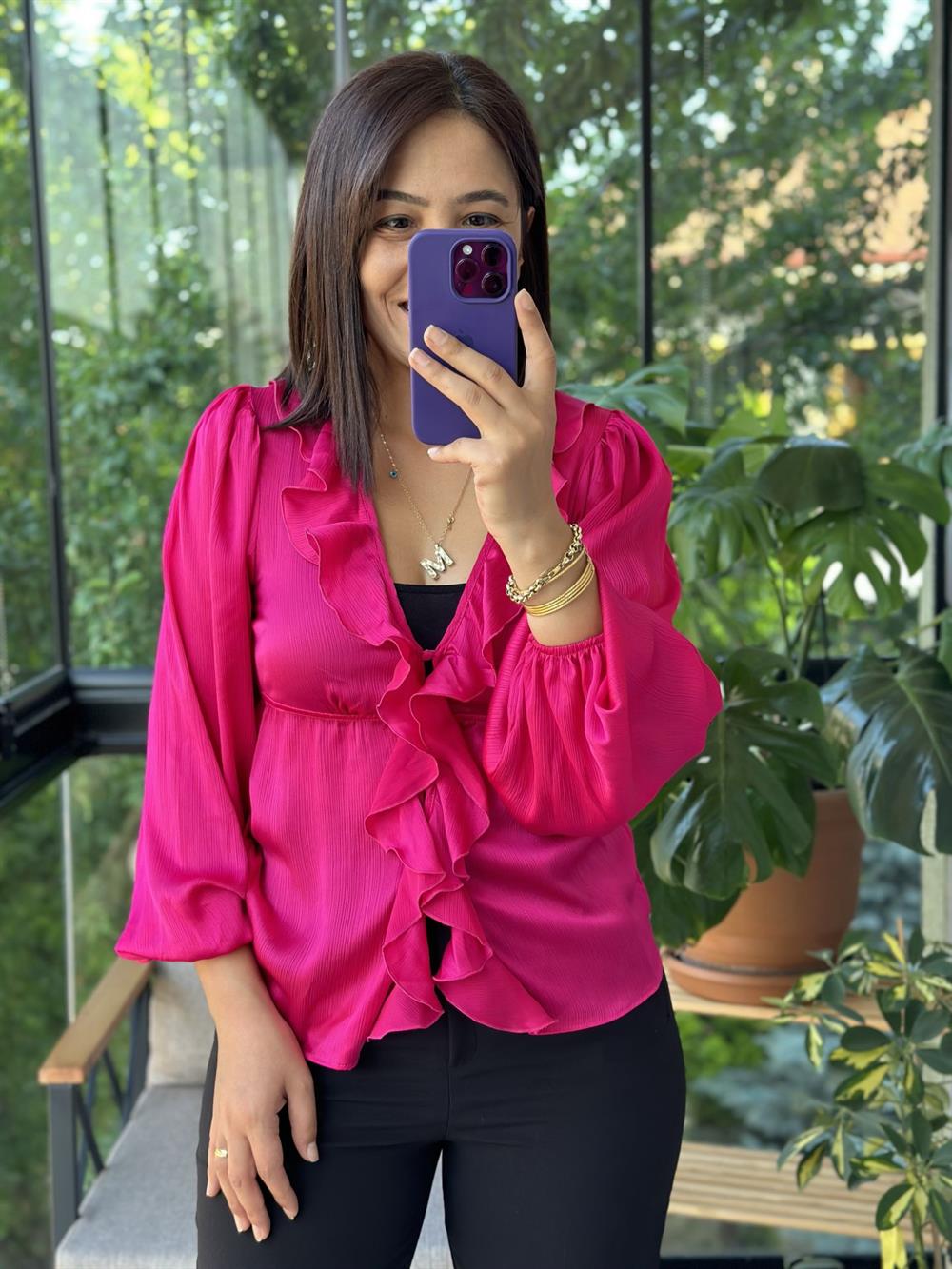 Fuşya ZRA Model Bluz Hırka