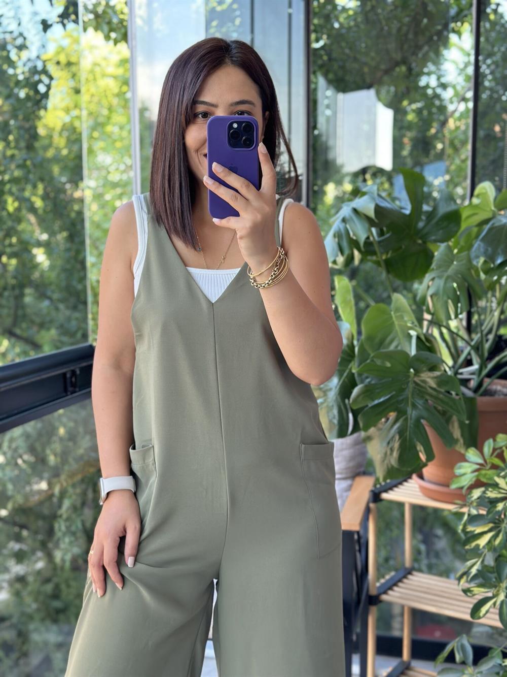 Haki Aerobin Kumaş Tulum