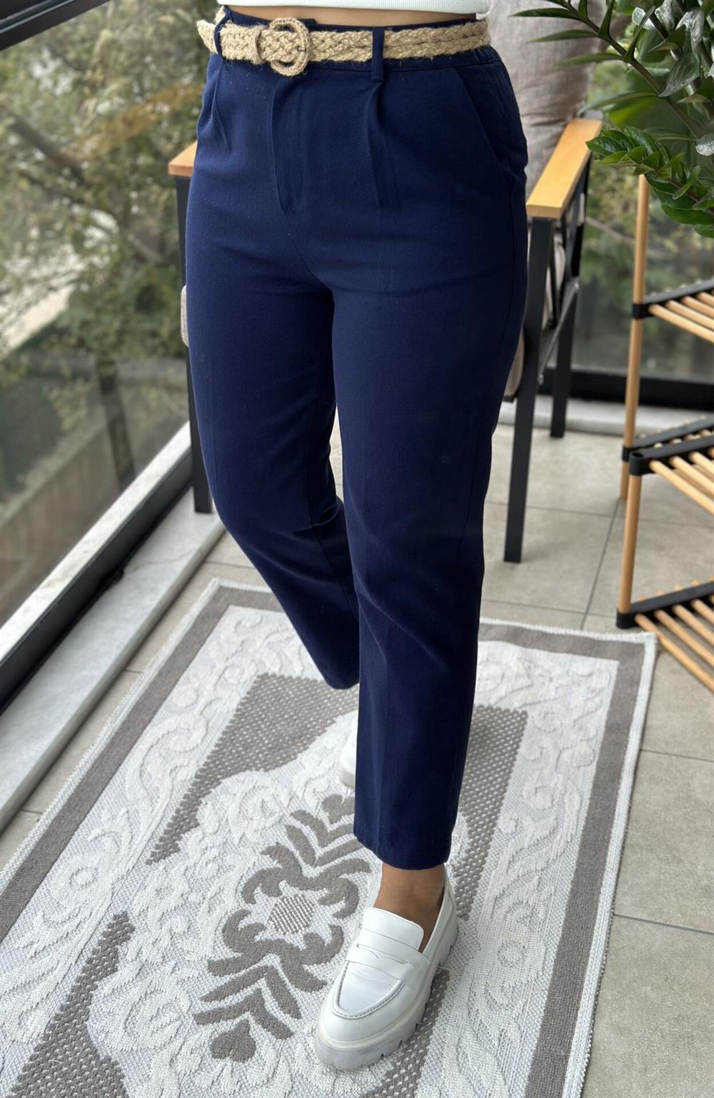 Kanvas Kumaş Pantolon Lacivert