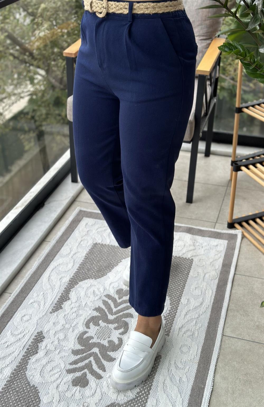 Kanvas Kumaş Pantolon Lacivert