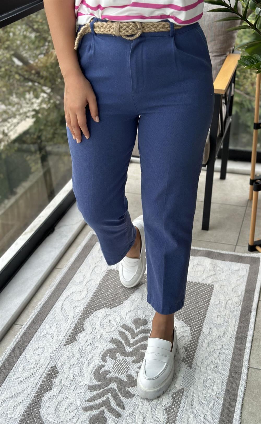 Kanvas Kumaş Pantolon Mavi