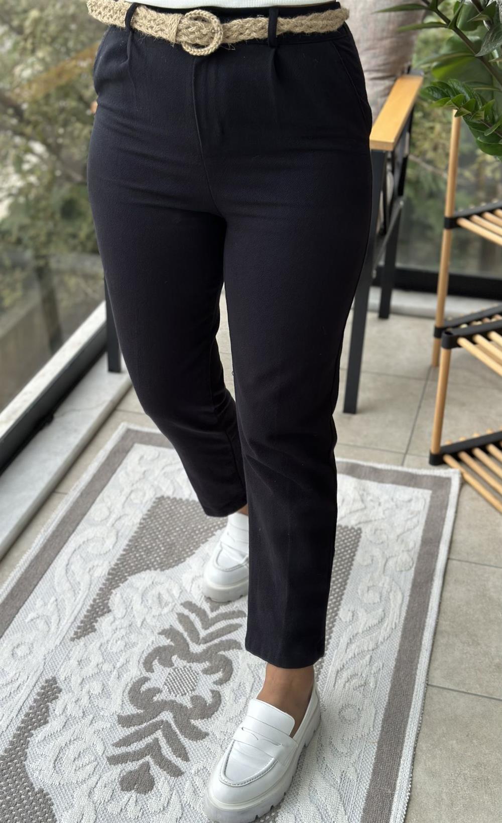 Kanvas Kumaş Pantolon Siyah