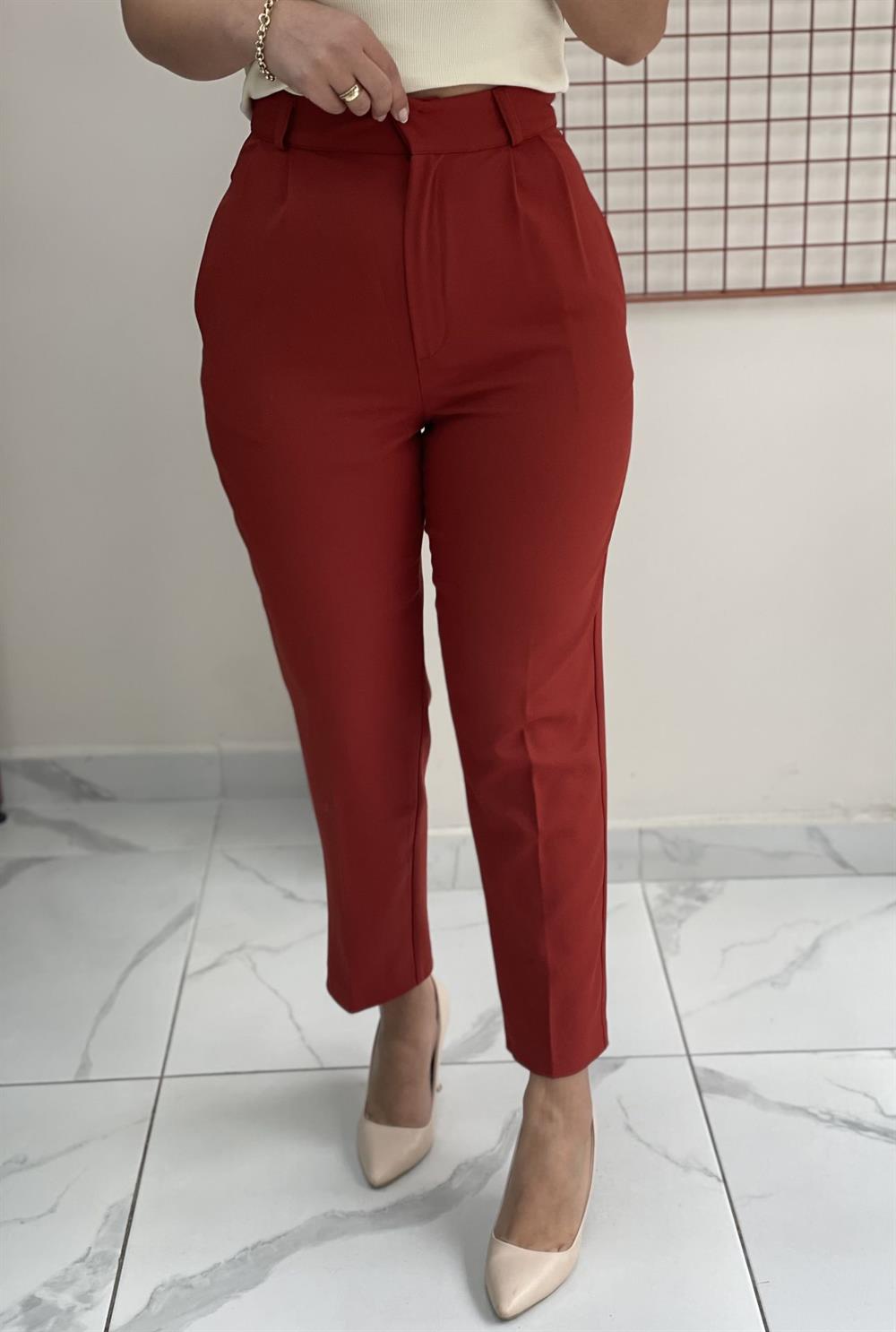 Kiremit Crep Kumaş Pantolon