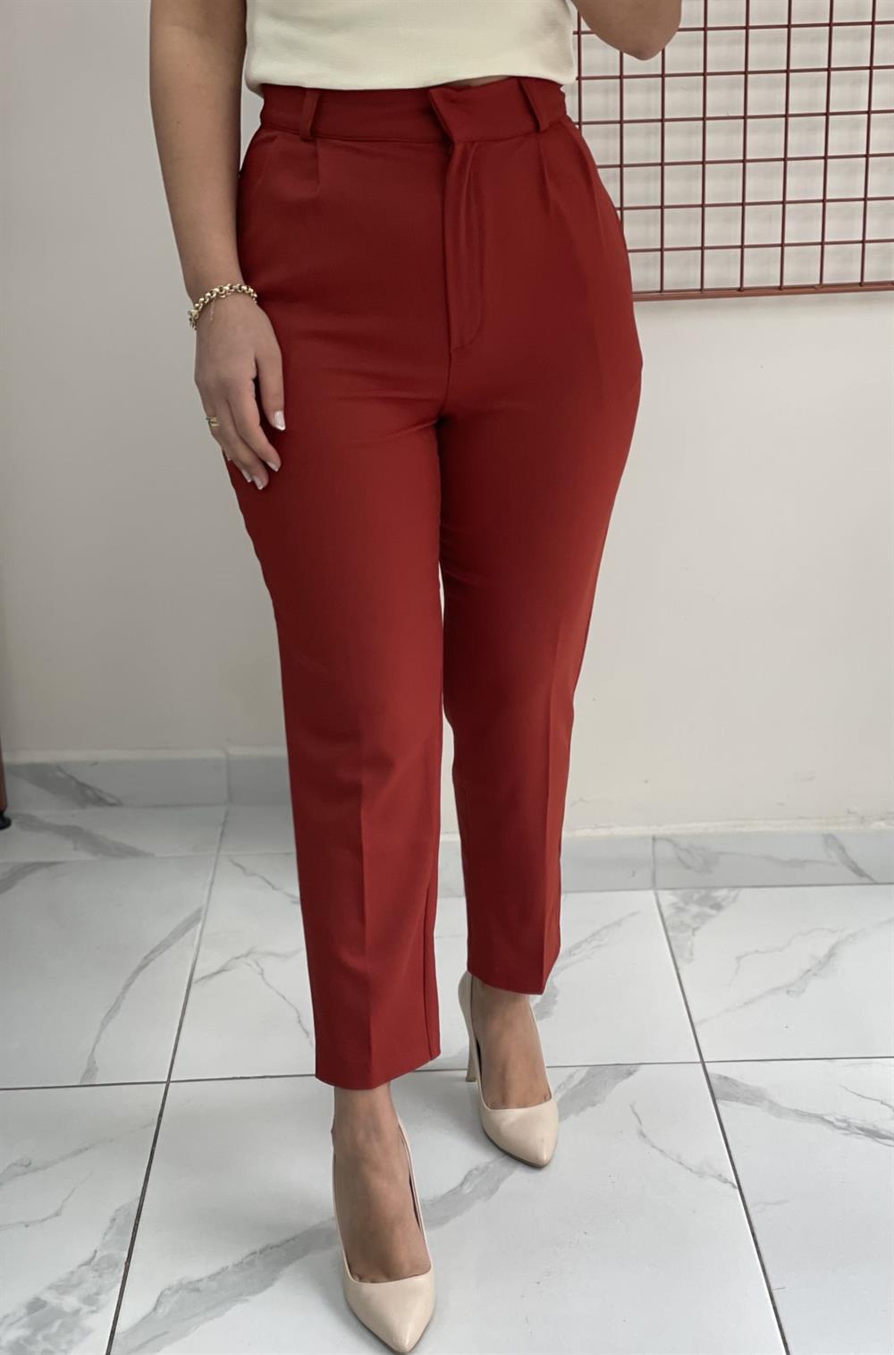 Kiremit Crep Kumaş Pantolon