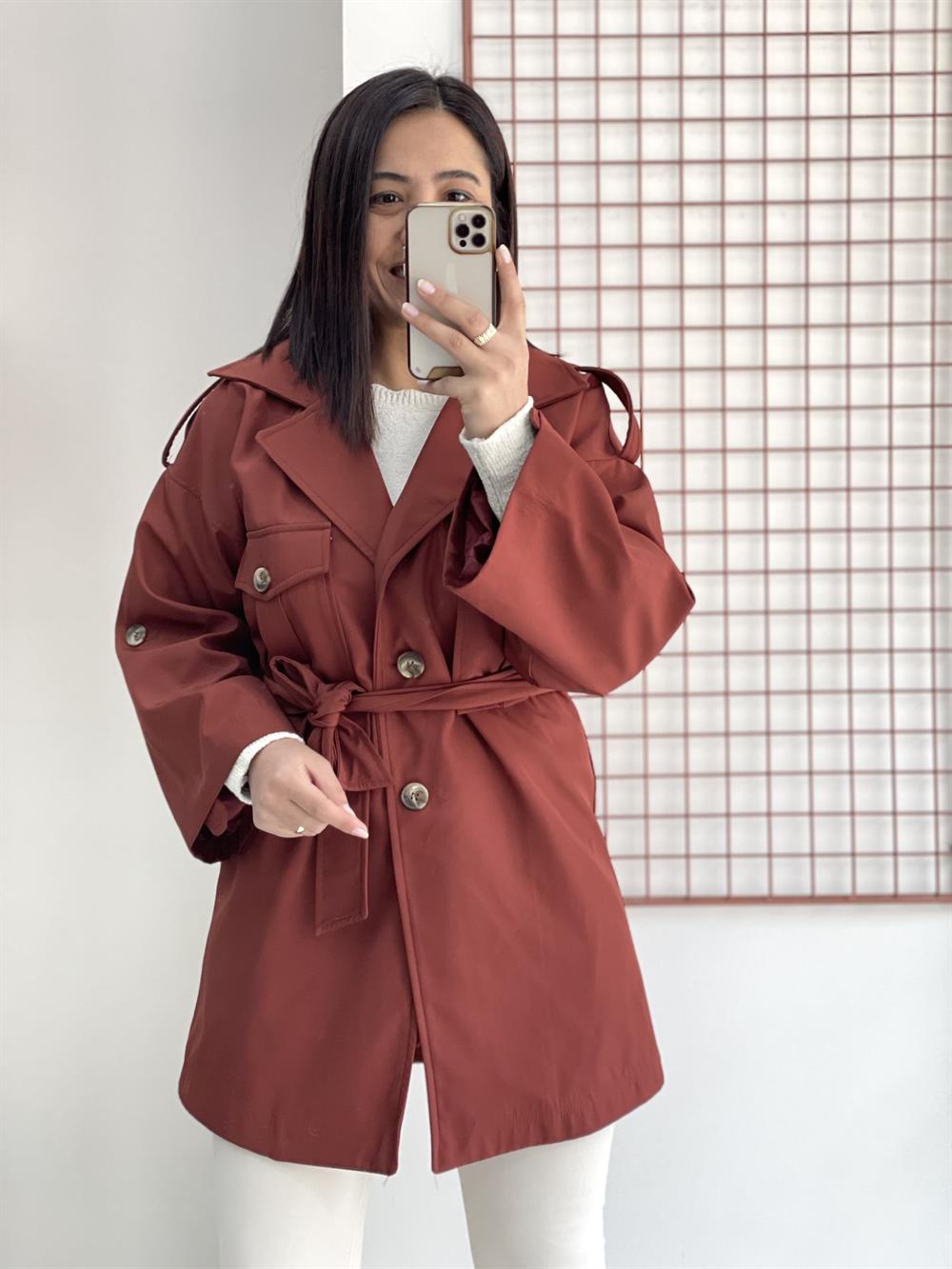 Kiremit Oversize Trenç