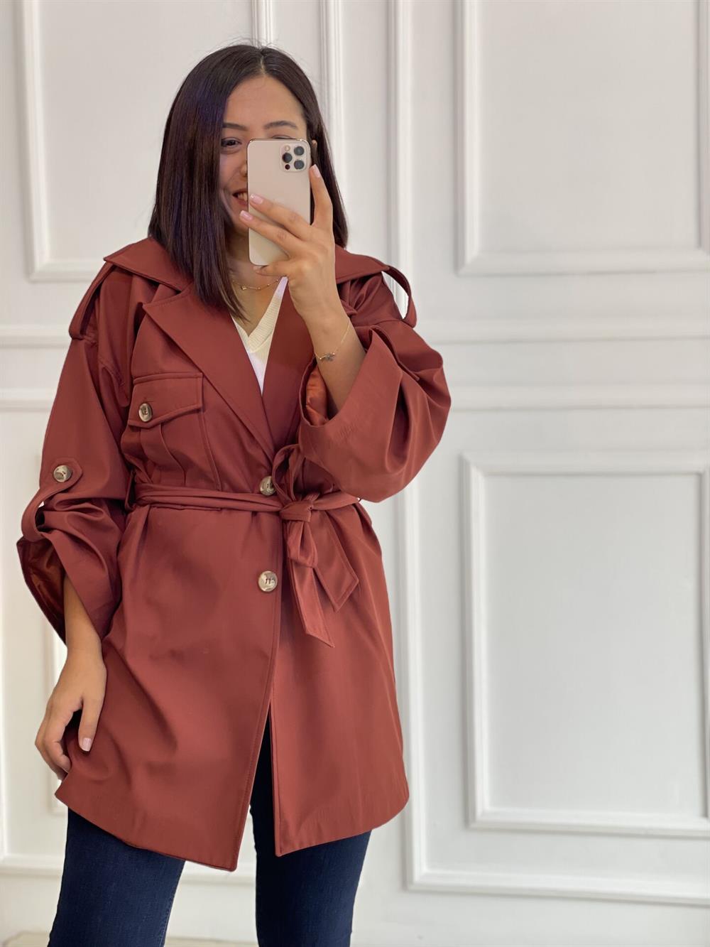 Kiremit Oversize Trenç