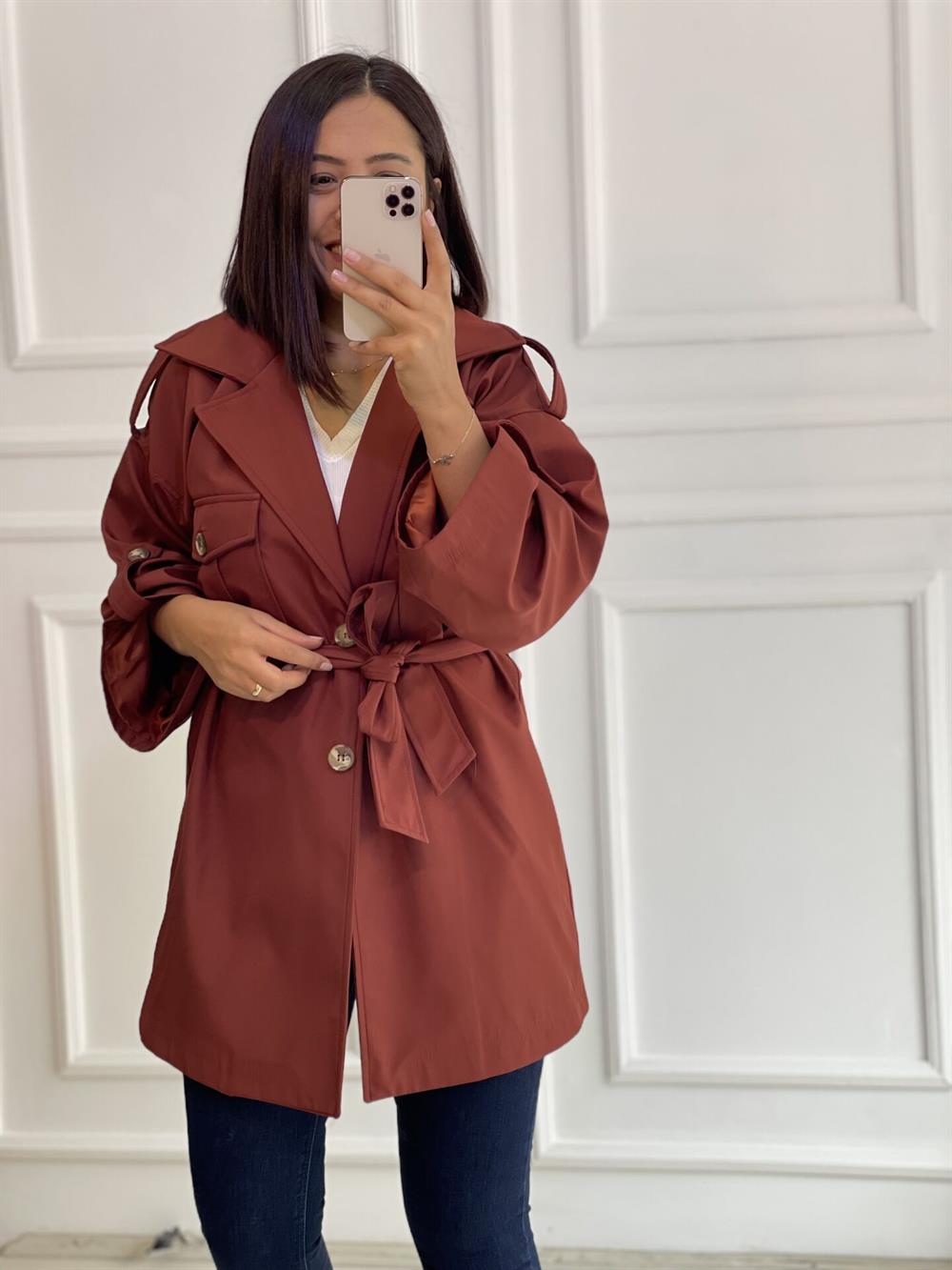 Kiremit Oversize Trenç