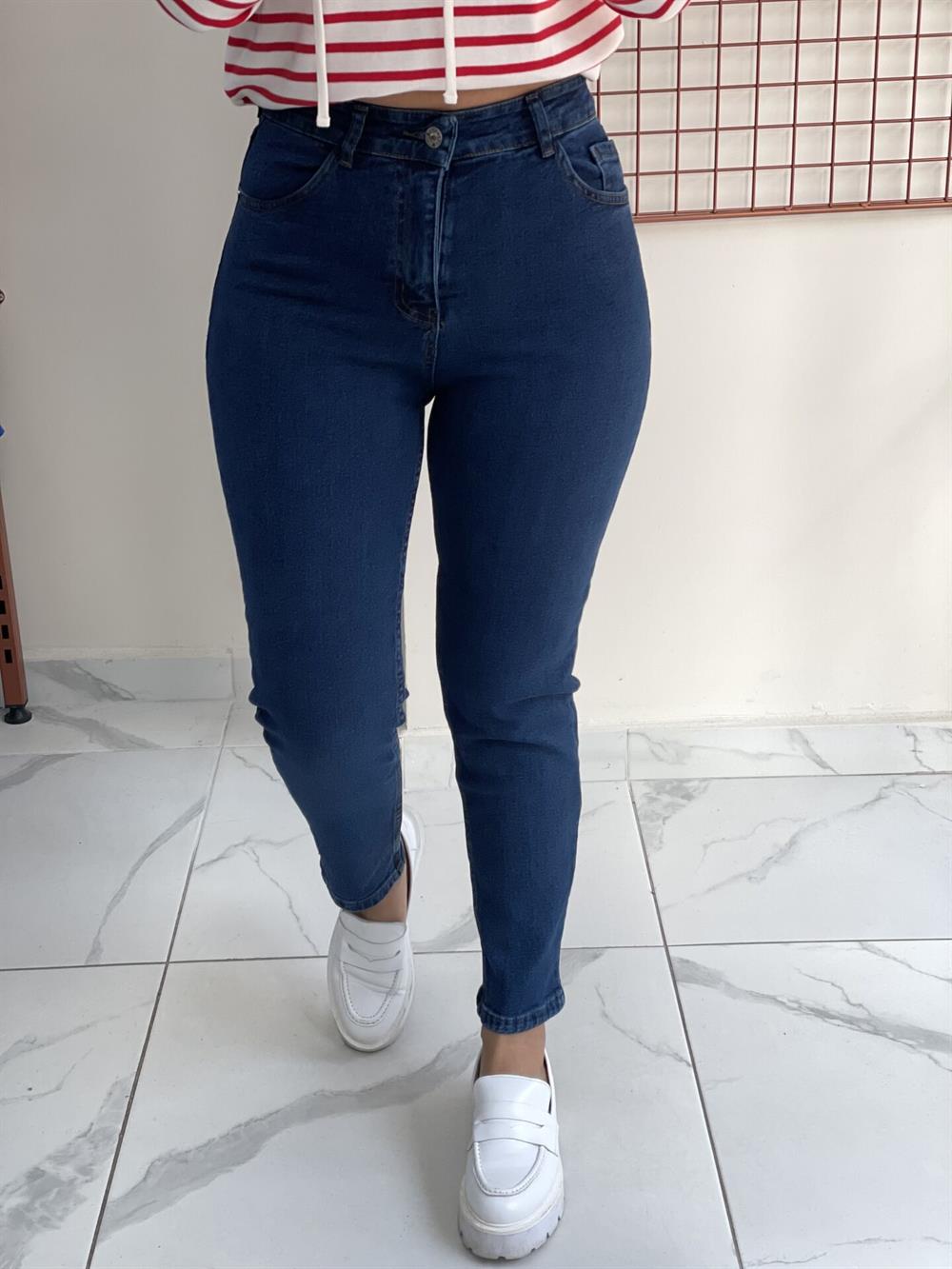 Mavi Yüksek Bel Boyfriend Jean